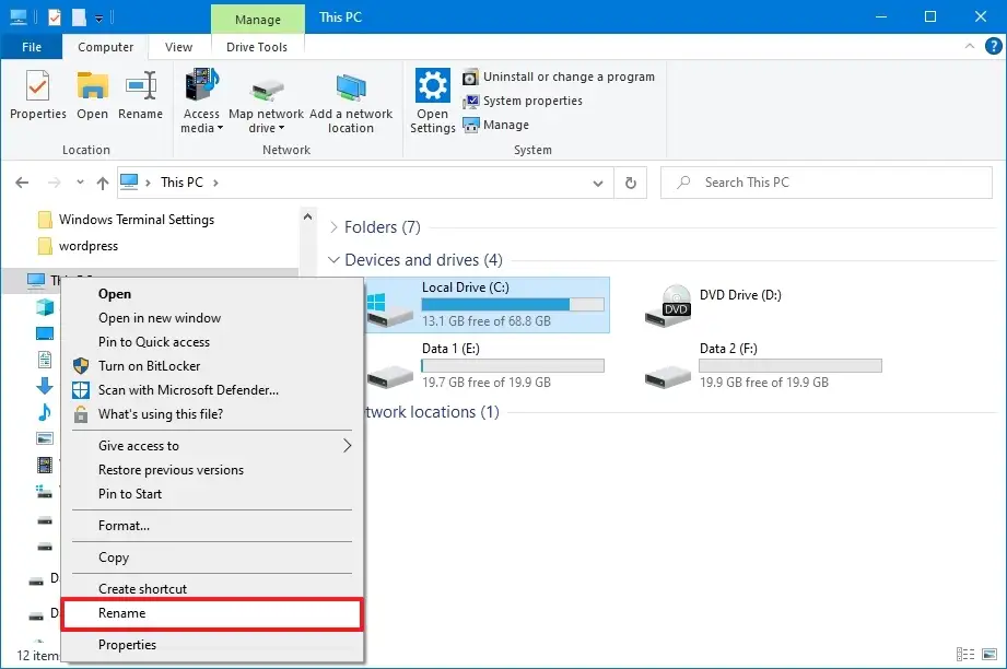 diskpart assign volume name File Explorer rename drive label option