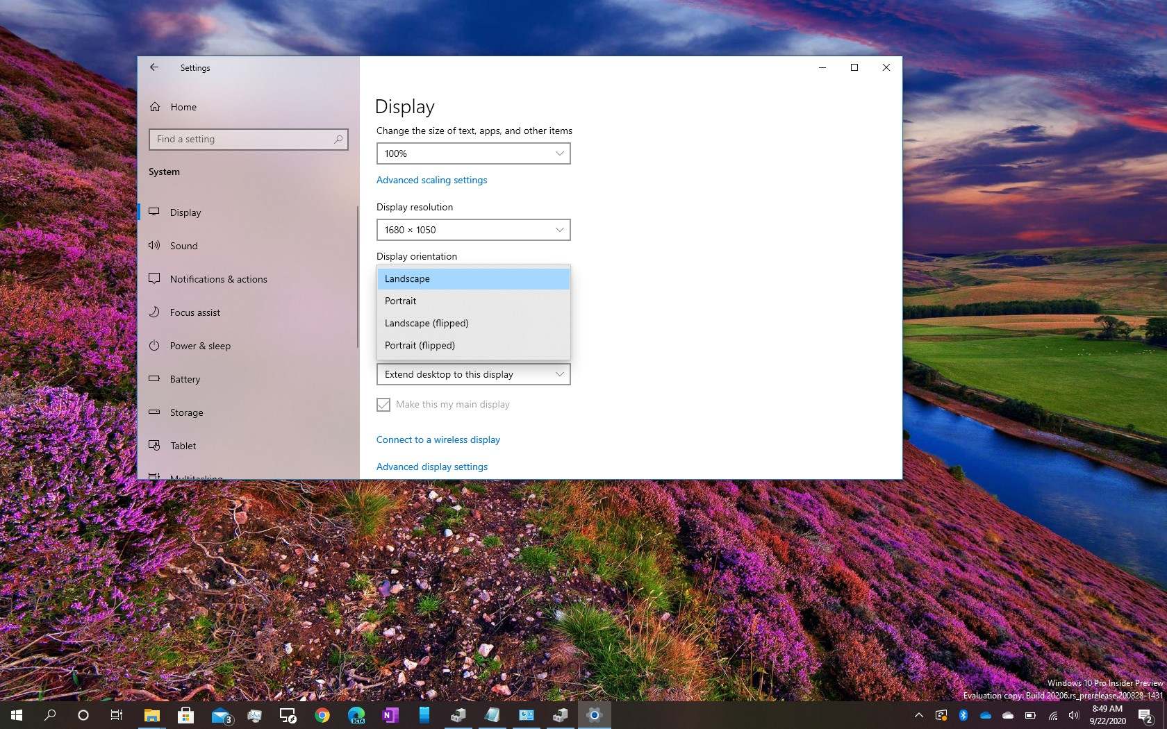 change display orientation windows 10 shortcut