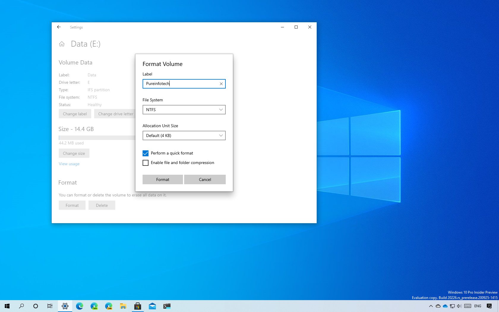 windows format windows 10 usb tool