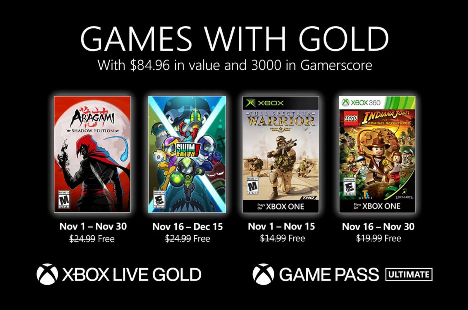 Xbox gold on sale november 2019