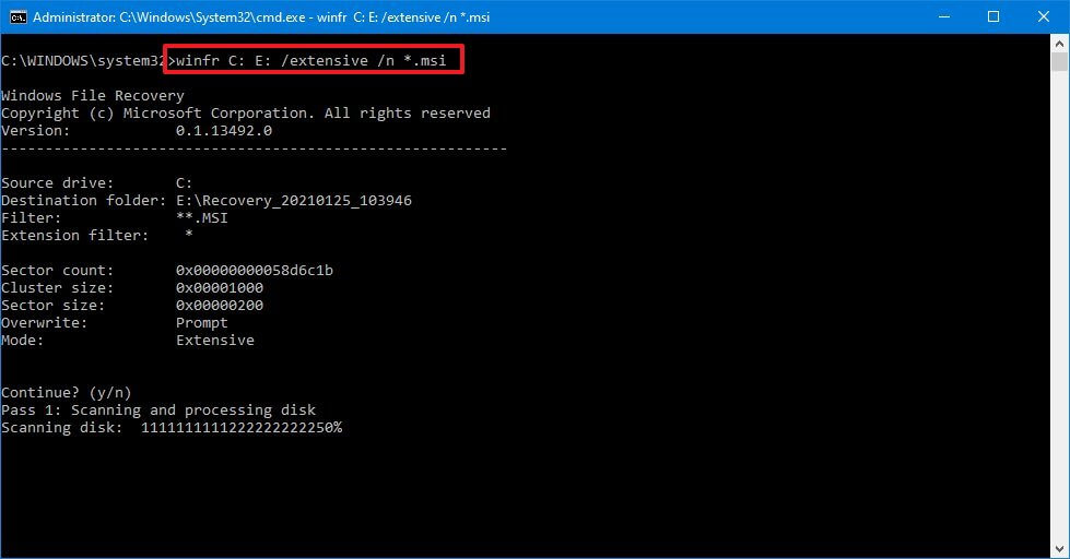 How to recover deleted files using winfr easy mode on Windows 10