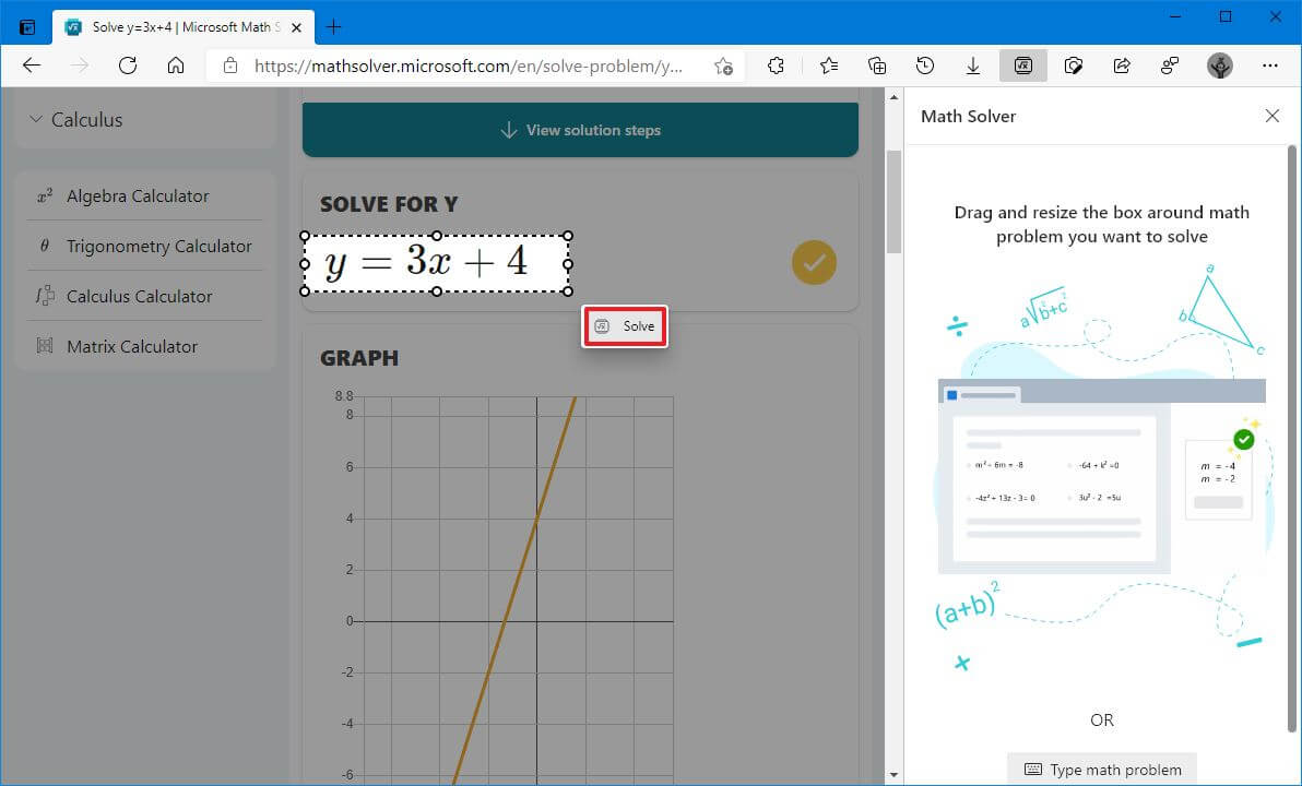 How To Use Math Solver On Microsoft Edge - Pureinfotech