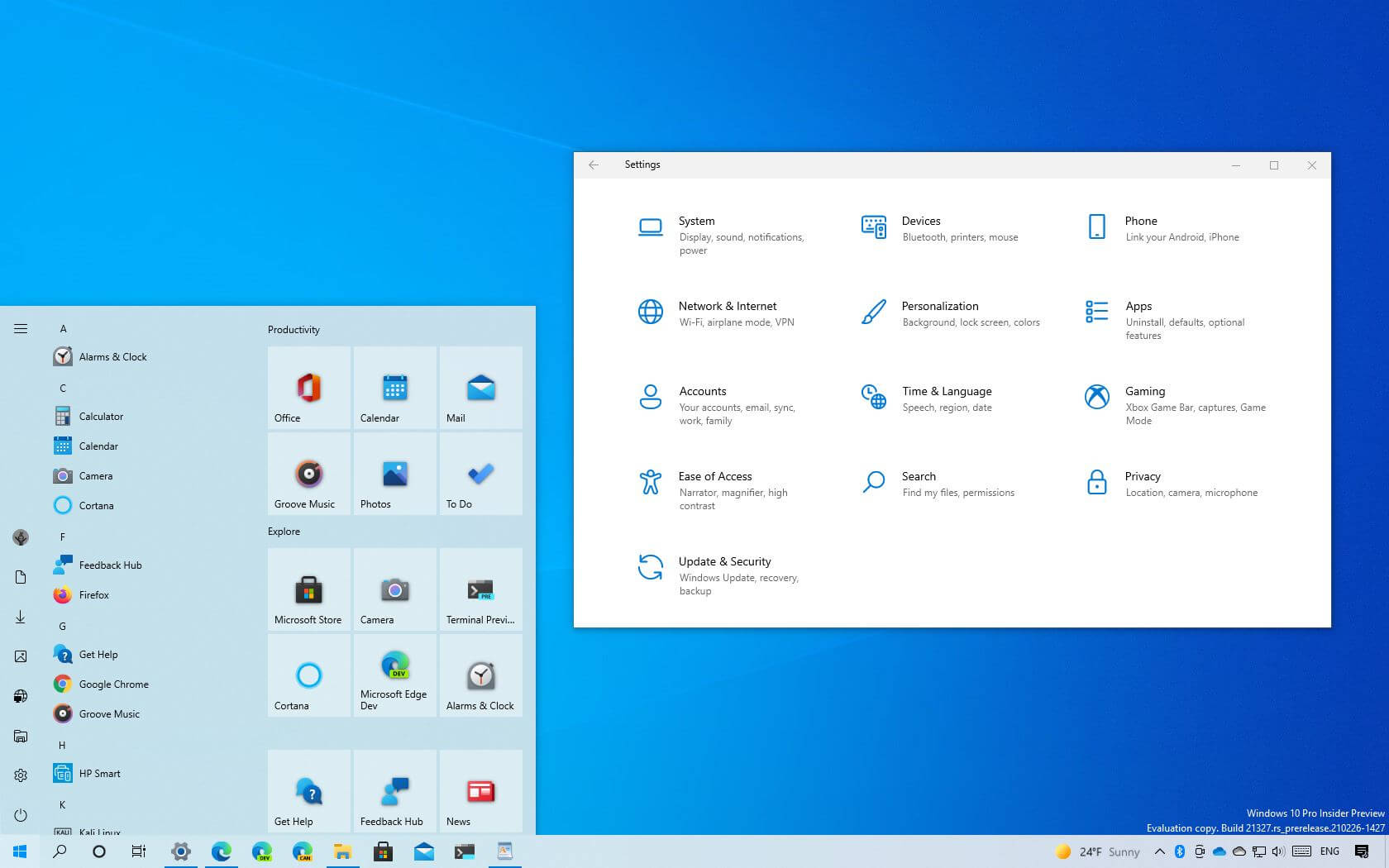 Windows 10 build 21327 new icons