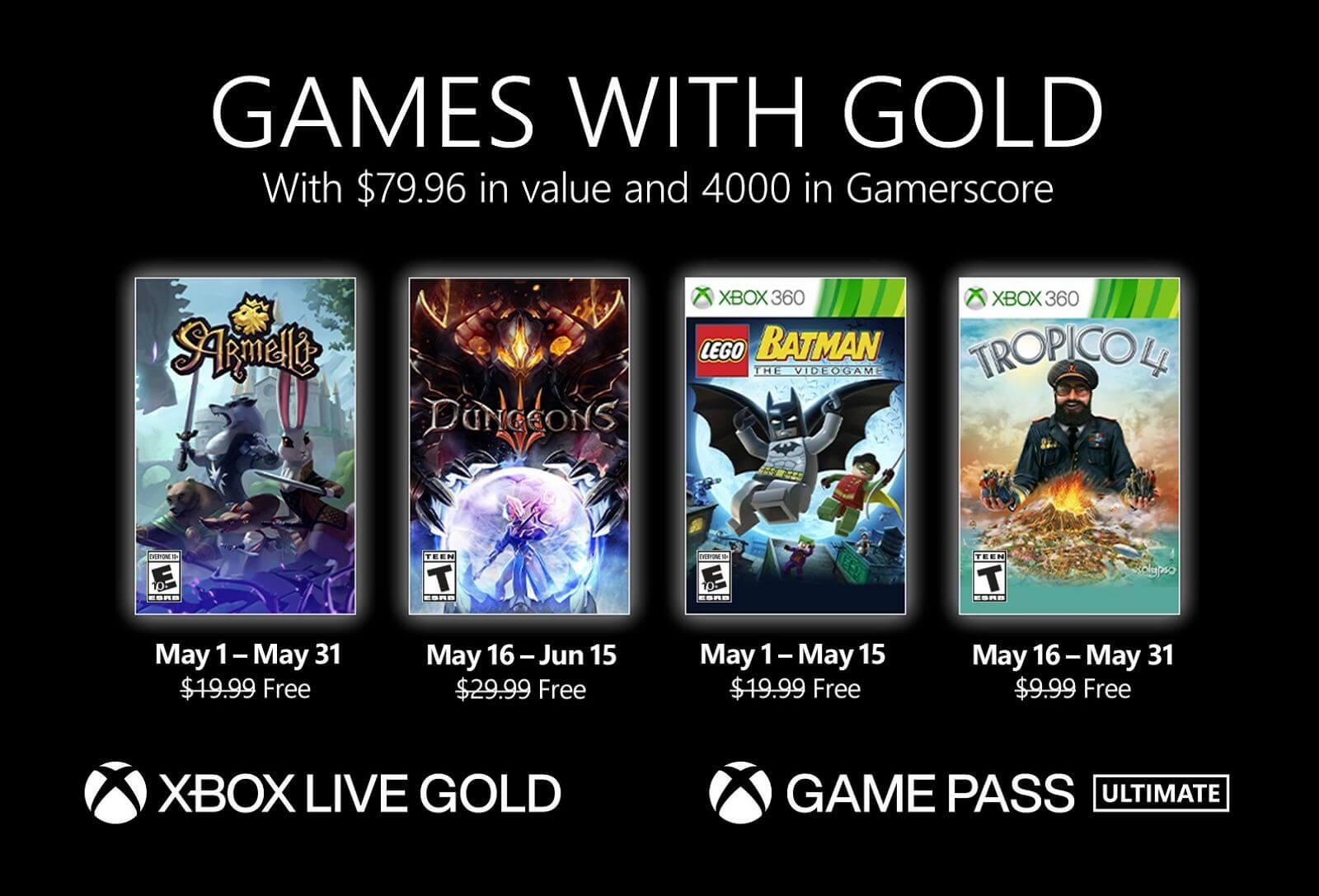 Xbox live gold on sale free games list