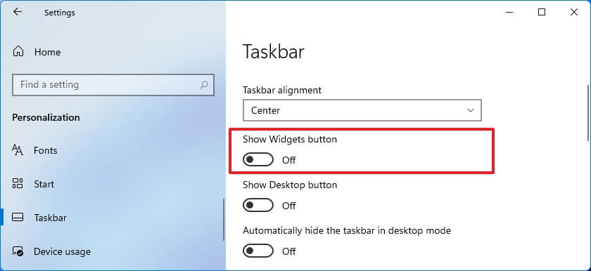 How To Remove Widgets From Taskbar On Windows 11 Pureinfotech How To Remove Widgets From Taskbar On Windows 11 Pureinfotech