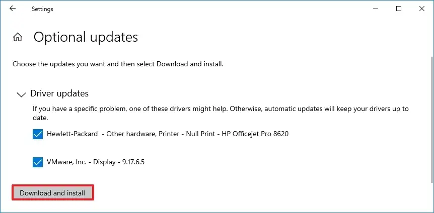 Download and install optional updates