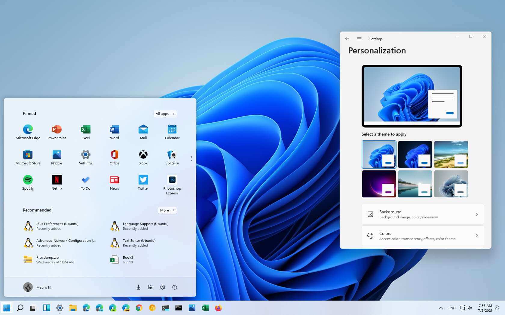 Windows 11 build 22000.51 desktop