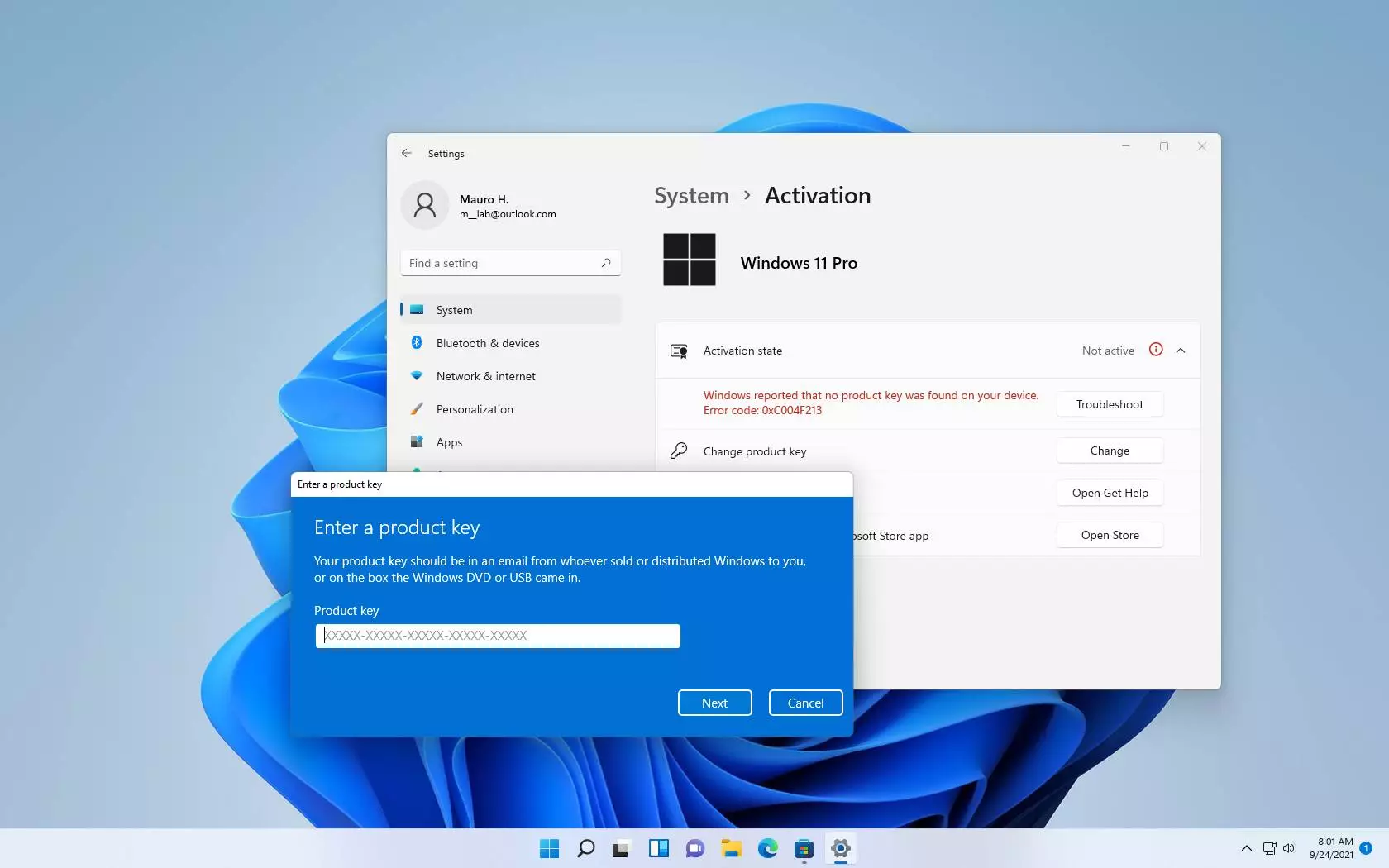How do I activate Windows 11 pro?