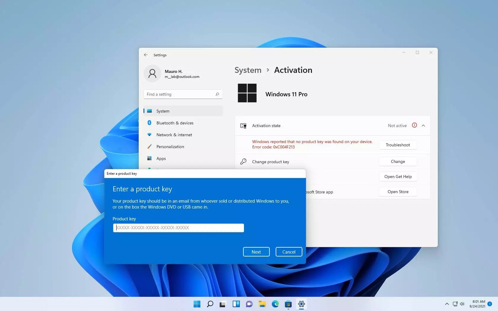 can't activate windows 11