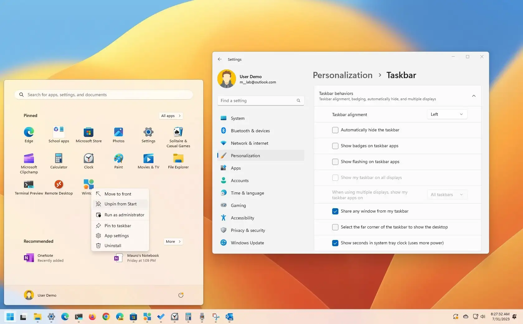 How to enable or disable Taskbar for tablets on Windows 11 - Pureinfotech