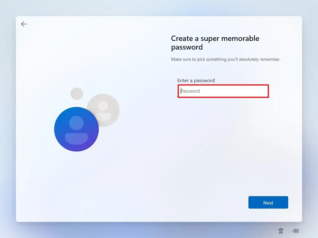 Create local account password