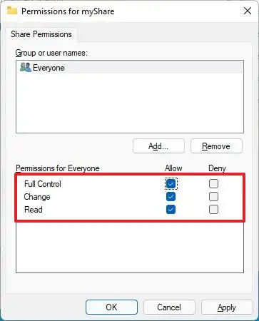 Share file permissions
