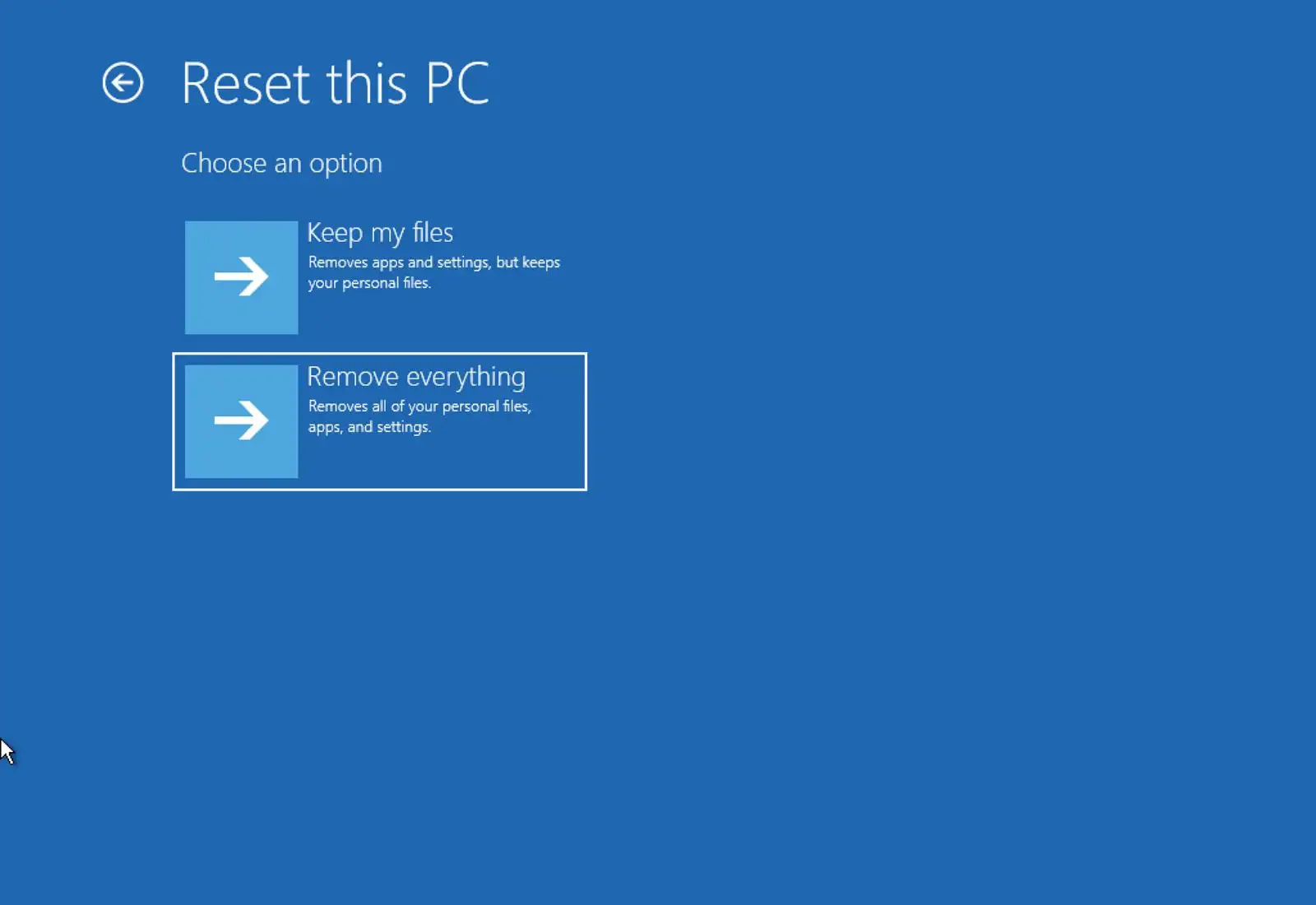 i can t factory reset my pc windows 11