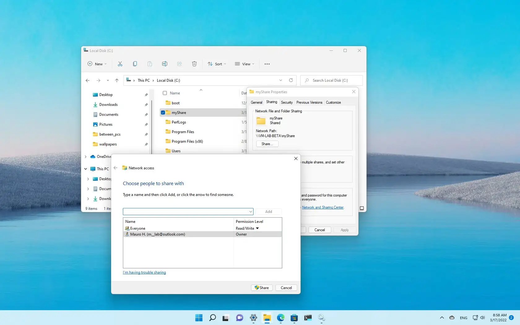 windows 11 simple file sharing