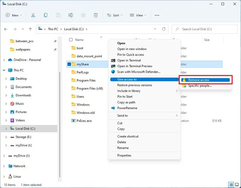 How To Stop Sharing Folder On Windows 11 - Pureinfotech