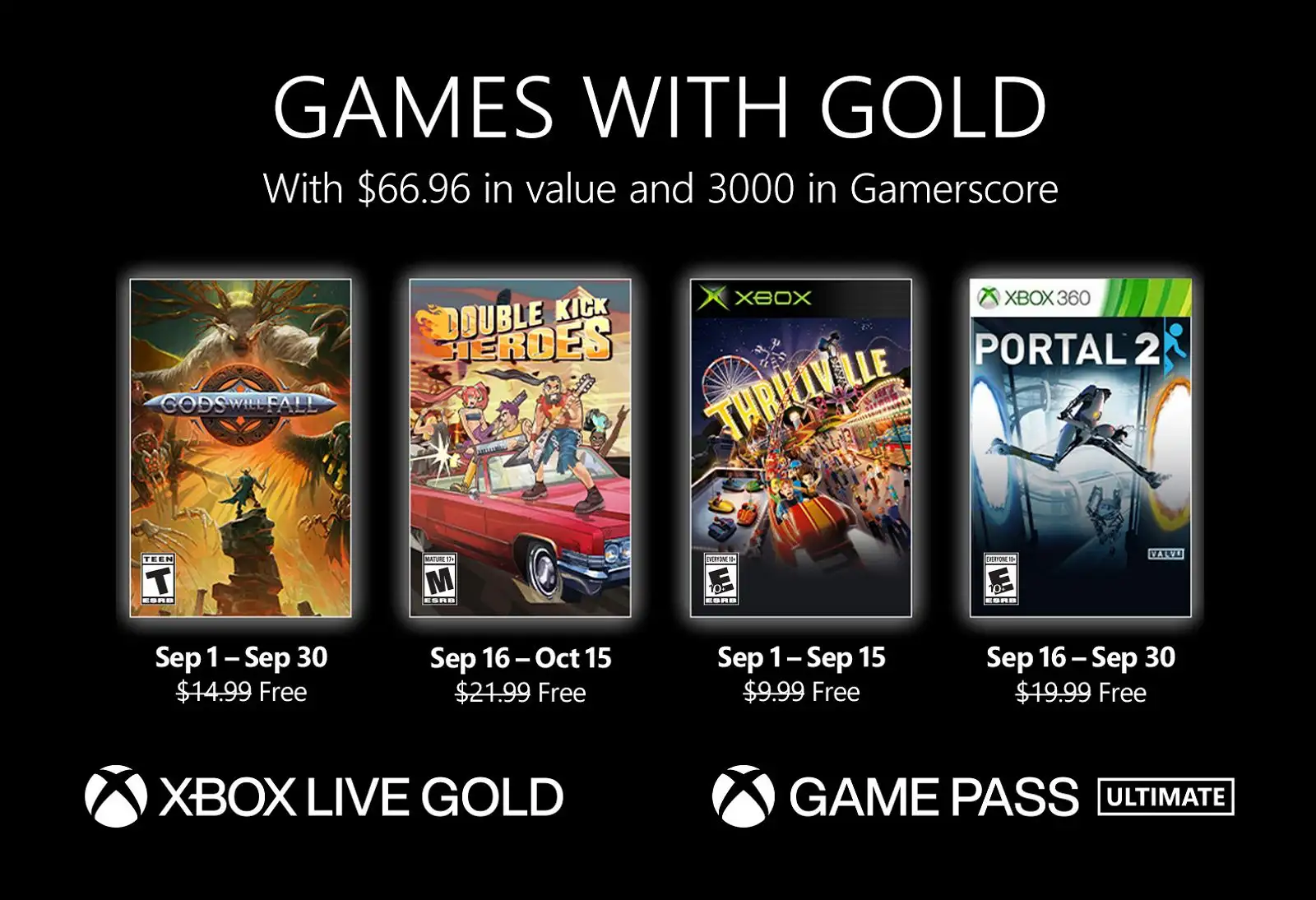 Xbox live gold hot sale games september 2020