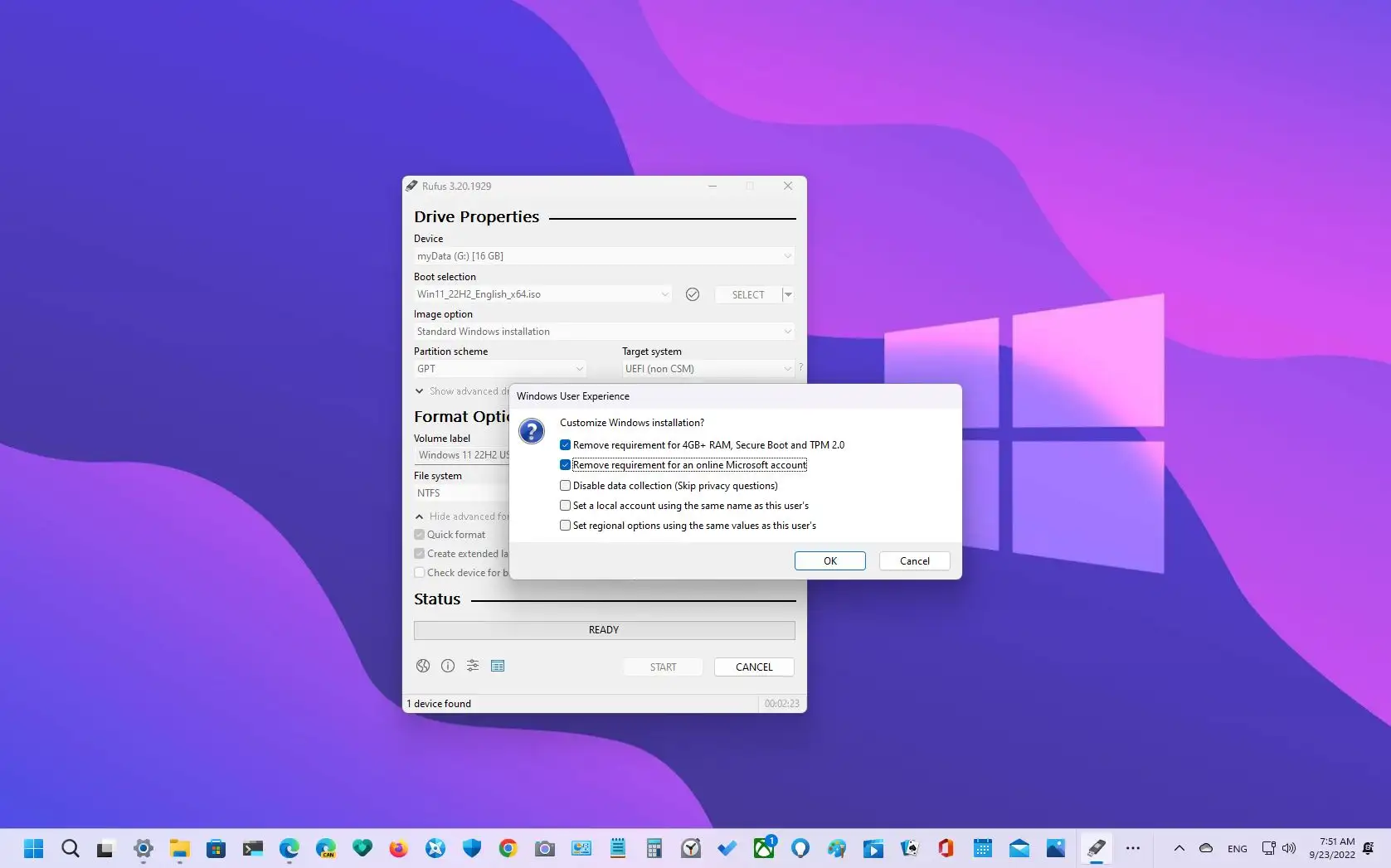 madras finansiere samlet set How to use Rufus to create bootable Windows 11 22H2 USB - Pureinfotech