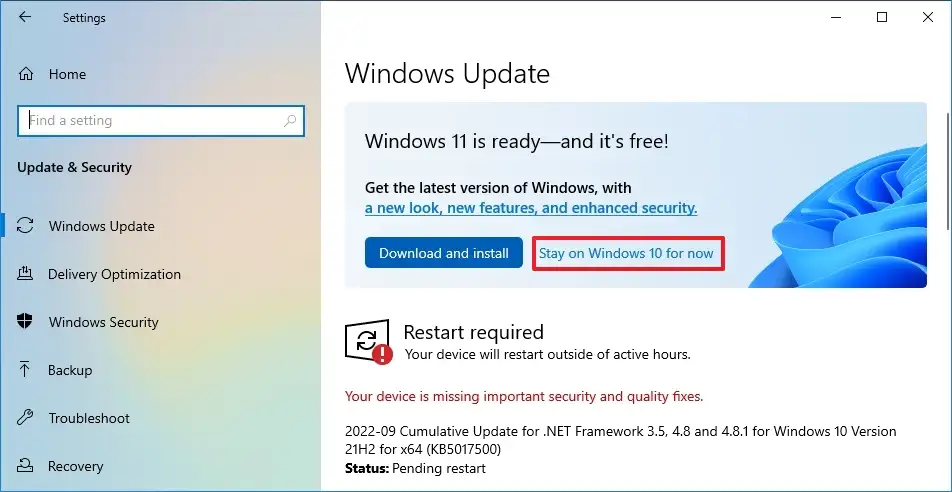 Skip Windows 11, install 10 22H2