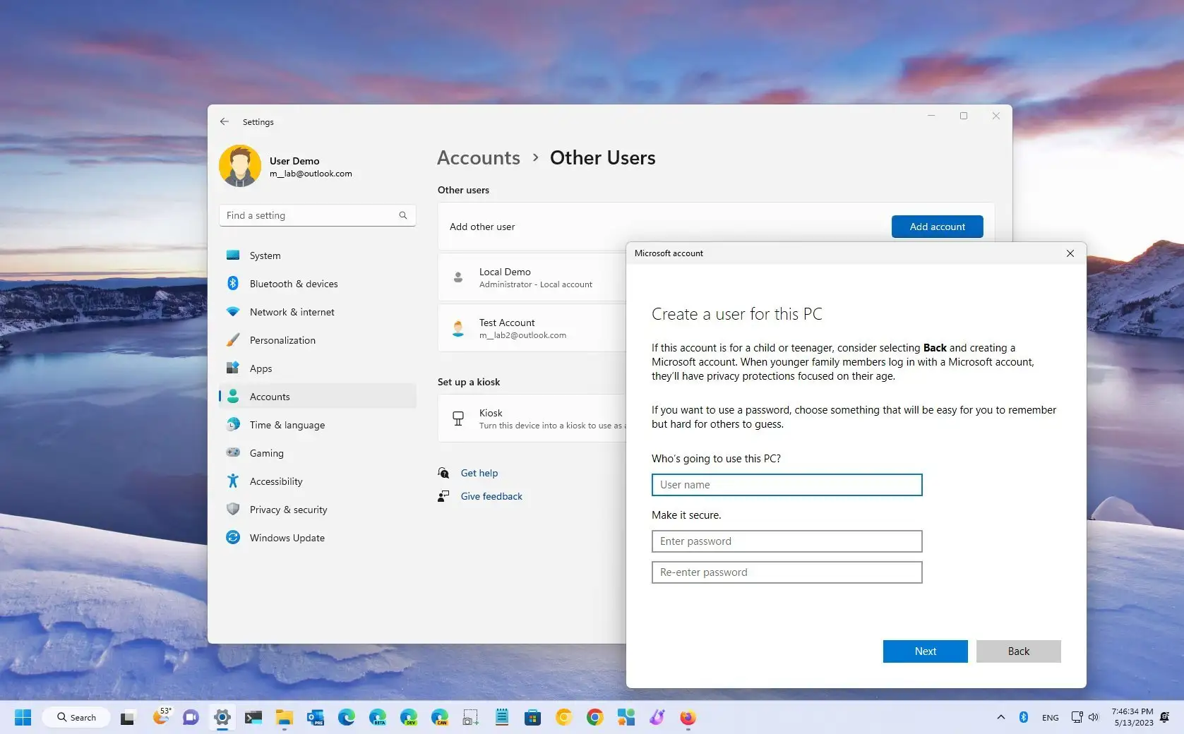 windows 11 new setup local account