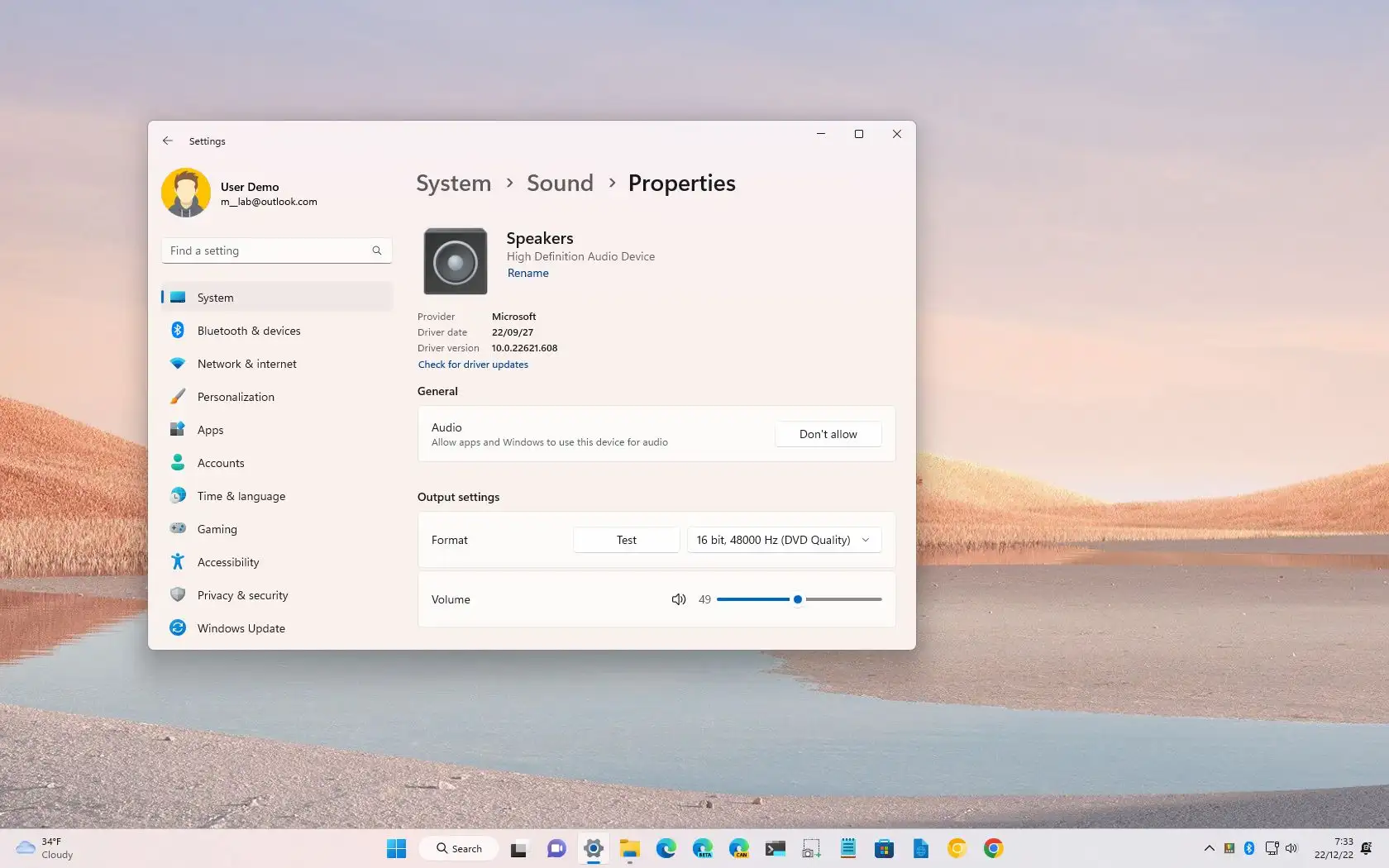 audio driver windows 11 update