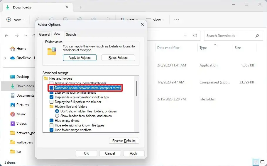 How to enable File Explorer Compact view on Windows 11 - Pureinfotech