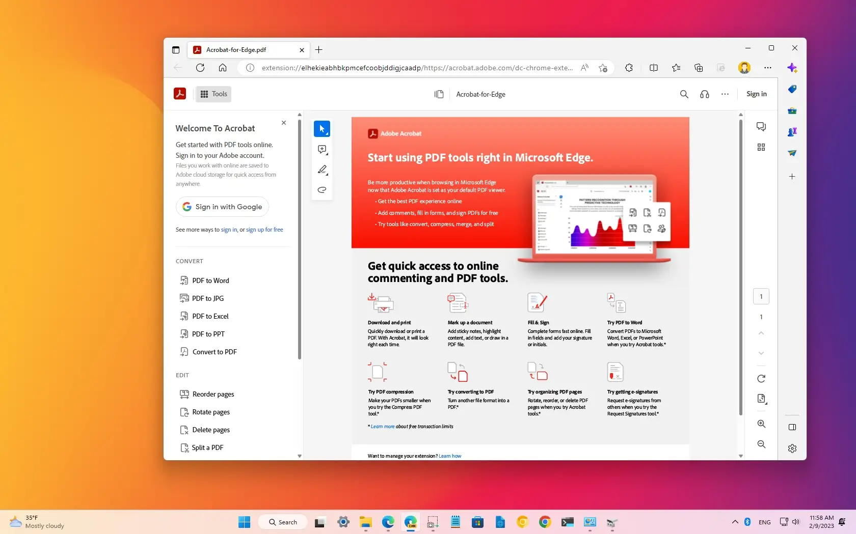 Microsoft Edge replaces PDF reader with Adobe Acrobat Pureinfotech