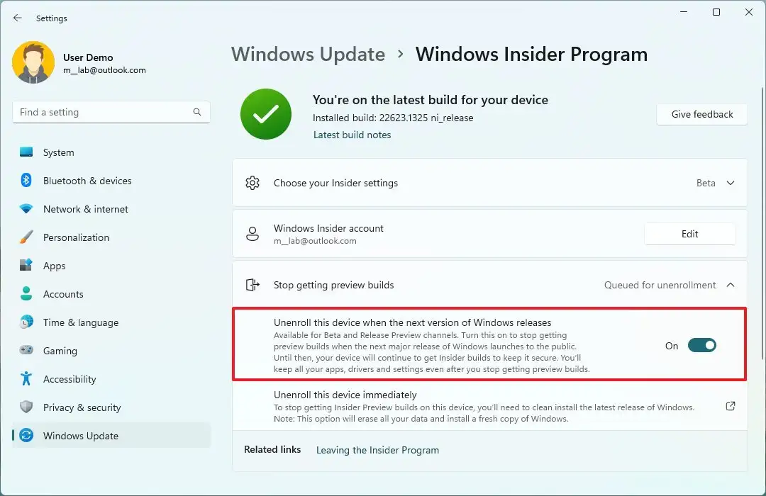 Unenroll Windows 11 from Beta Channel without losing data Pureinfotech