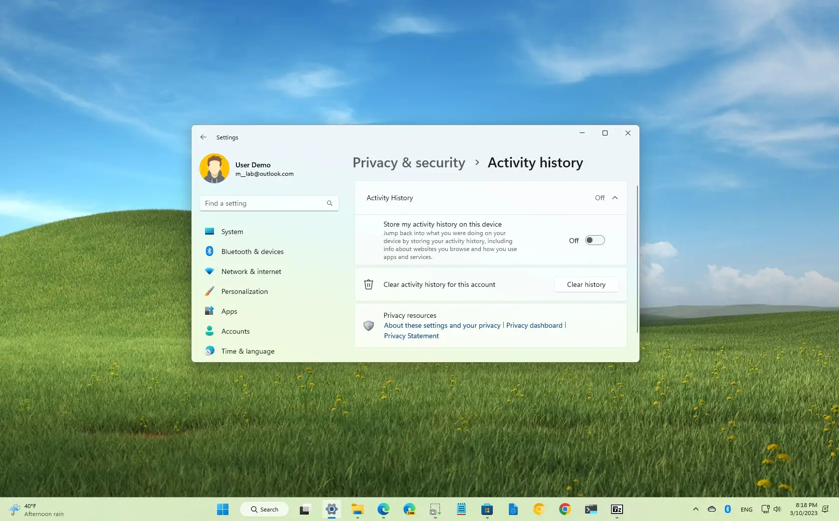 how to check activity on windows 11