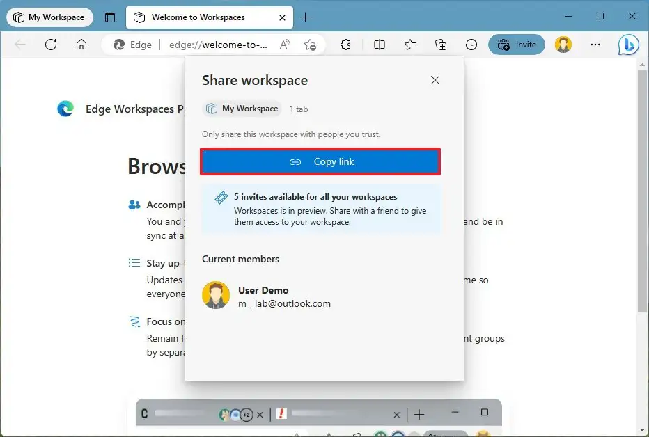 How to use Workspaces to share tabs on Microsoft Edge - Pureinfotech