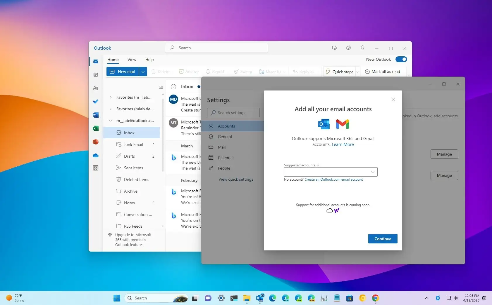 How to add multiple email accounts to new Outlook app on Windows 11 - Pureinfotech