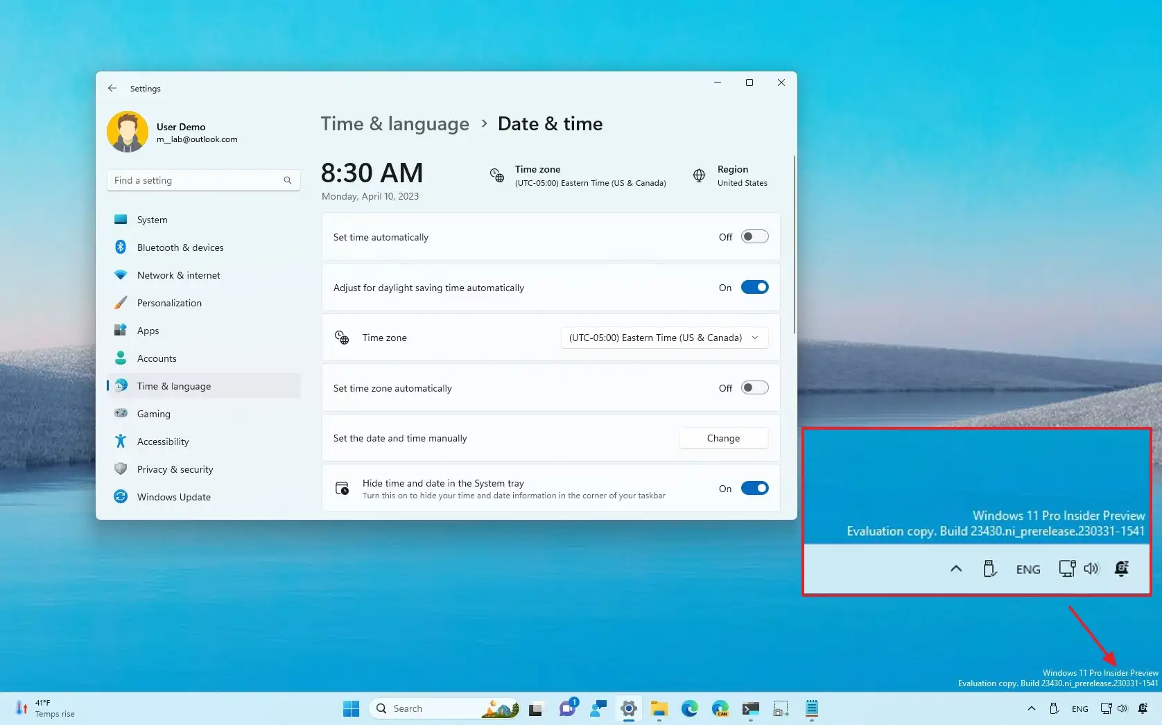 to clock and date Taskbar on Windows - Pureinfotech