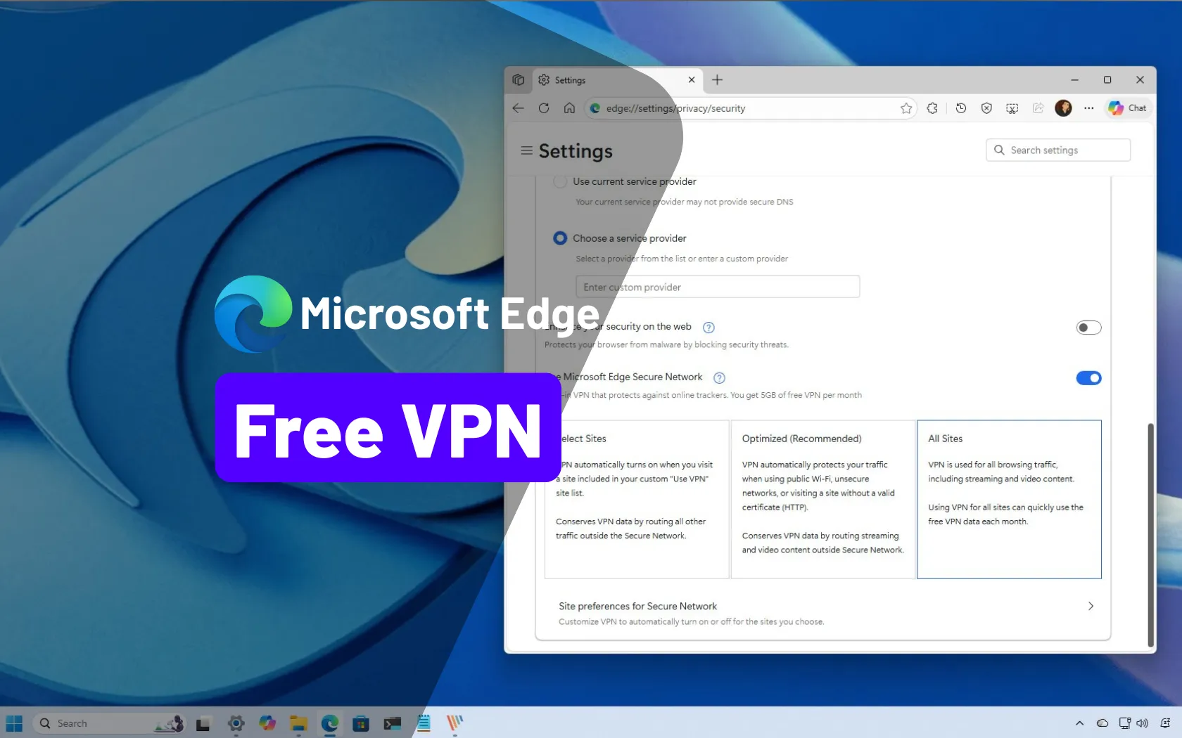How to enable free VPN on Microsoft Edge - Pureinfotech