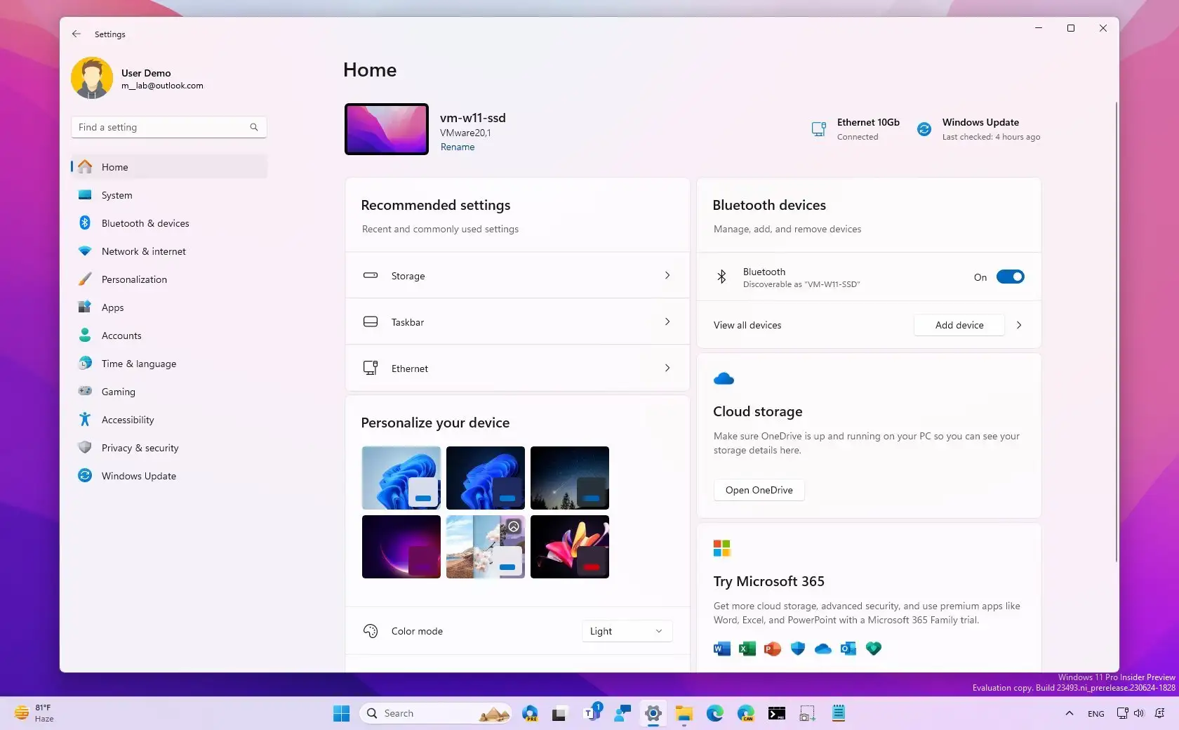 Settings app gets new 'Home' with interactive cards on Windows 11