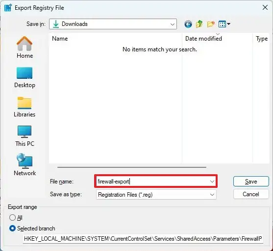 How to export and import individual firewall rules on Windows 11