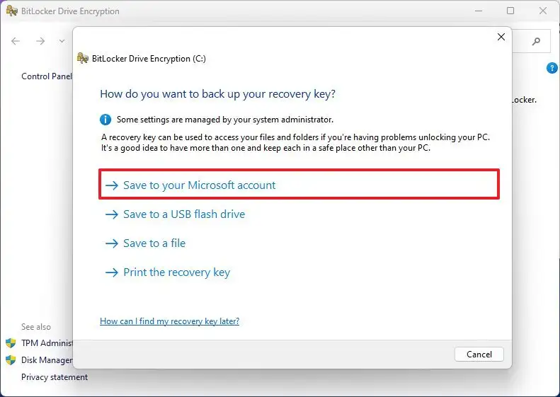 How to backup BitLocker recovery key on Windows 11 Pureinfotech