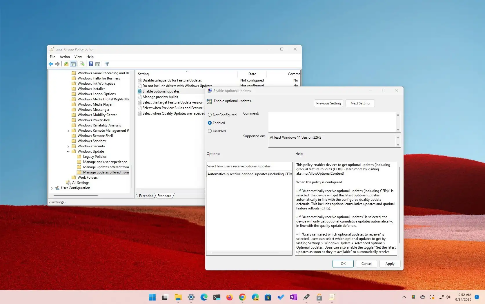 Windows 11 gets policy to manage optional updates - Pureinfotech