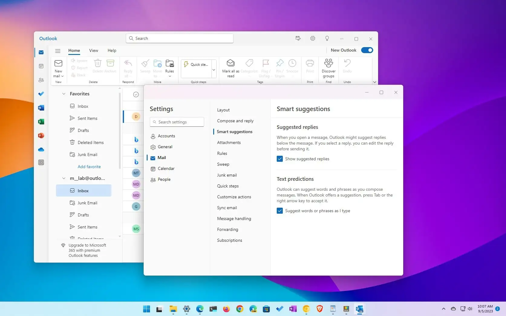 How to disable smart suggestions on new Outlook app for Windows 11 ...