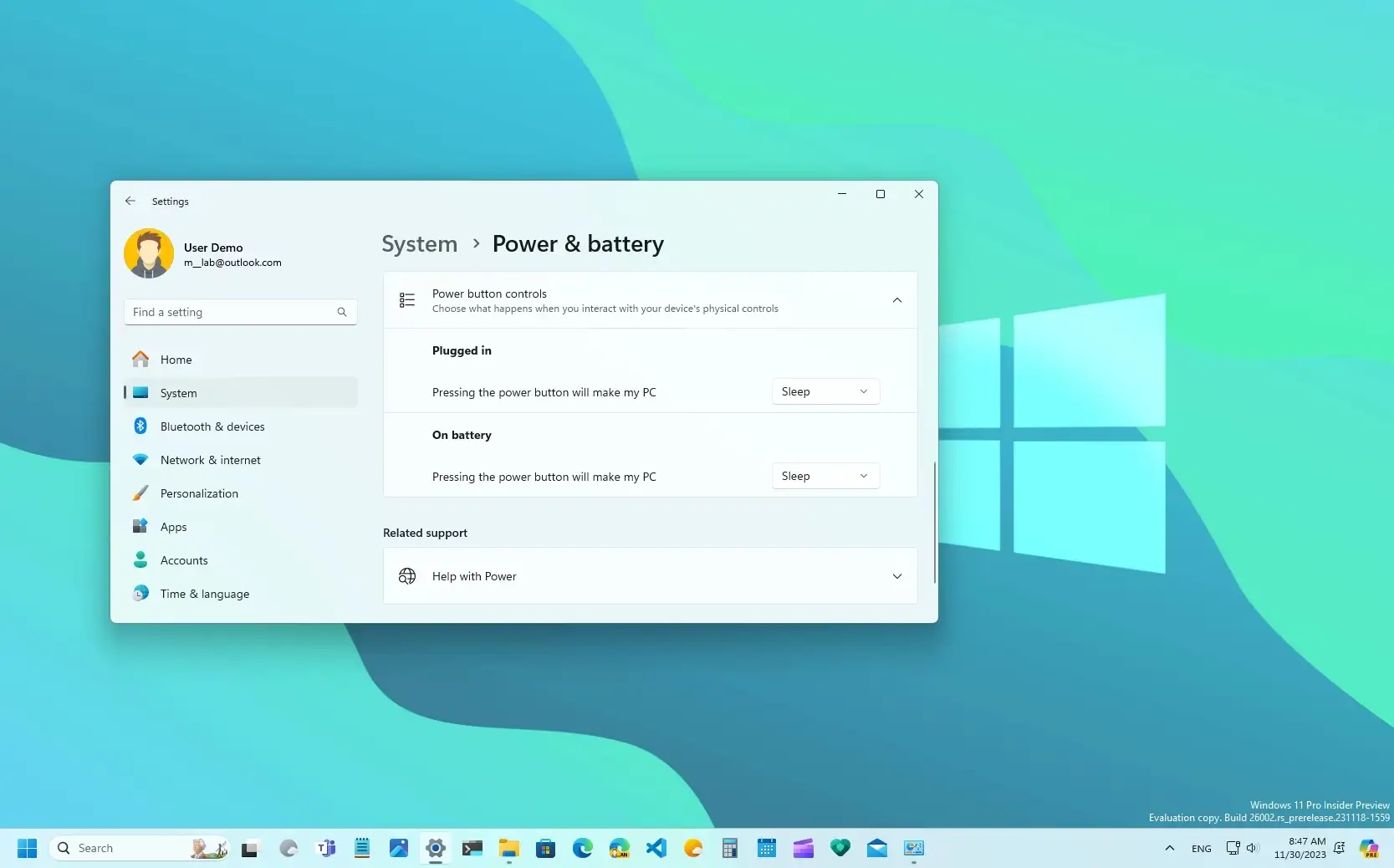 how to change power button settings windows 11