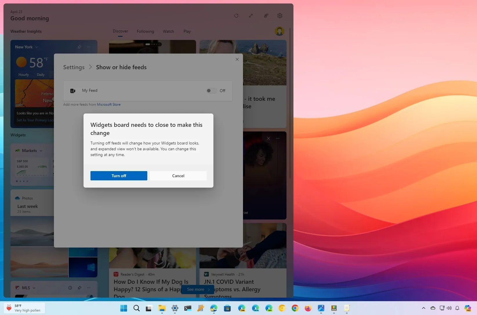 windows 11 widgets remove news feed