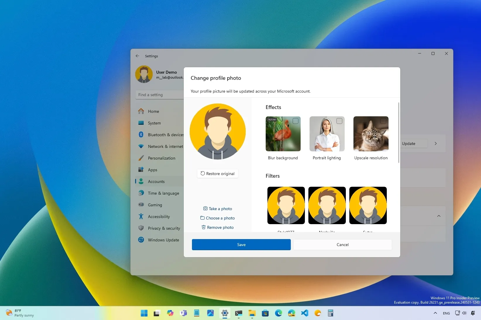 Windows 11 gets picture profile editor and new features (preview) - Pureinfotech