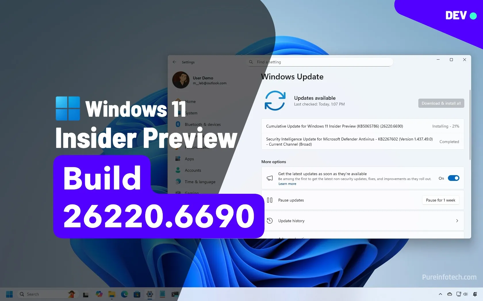 Build 26220.6690 (KB5065786) for Windows 11 25H2 new Taskbar