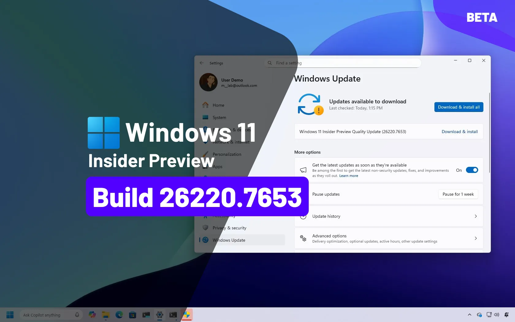Build 26220.7653 (KB5074157) for Windows 11 brings new dark mode
