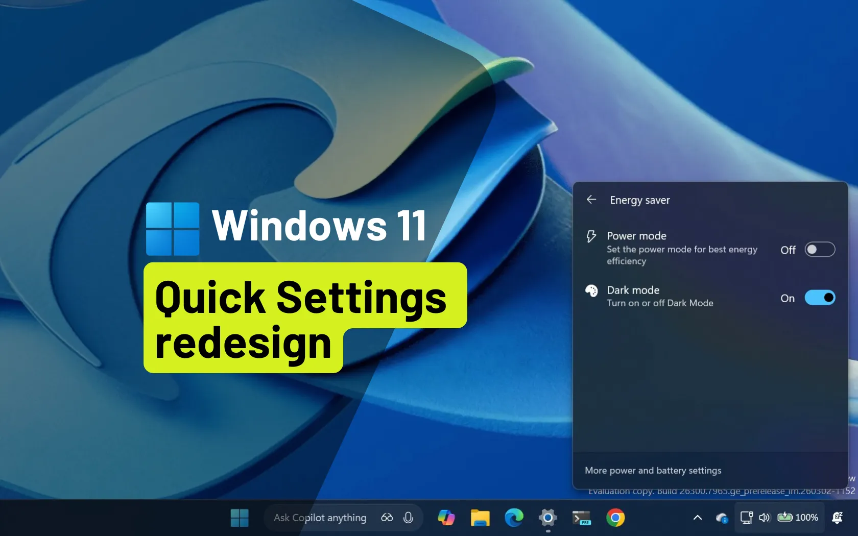 How to enable the new Quick Settings with dark mode toggle on Windows ...