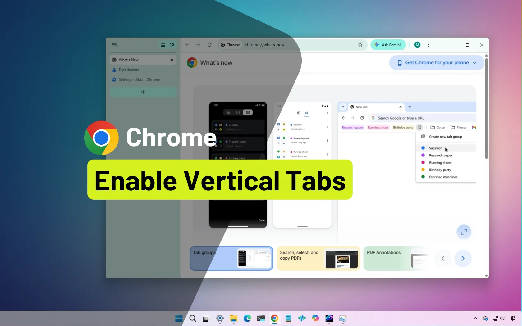 How to (force) enable Vertical Tabs on Chrome for Windows 11 - Pureinfotech