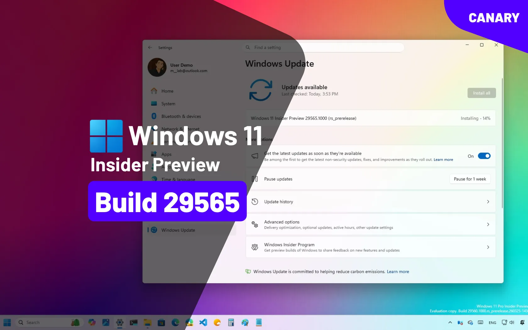 Builds 29565 and 28020.1812 for Windows 11 arrive in the Canary Channel ...