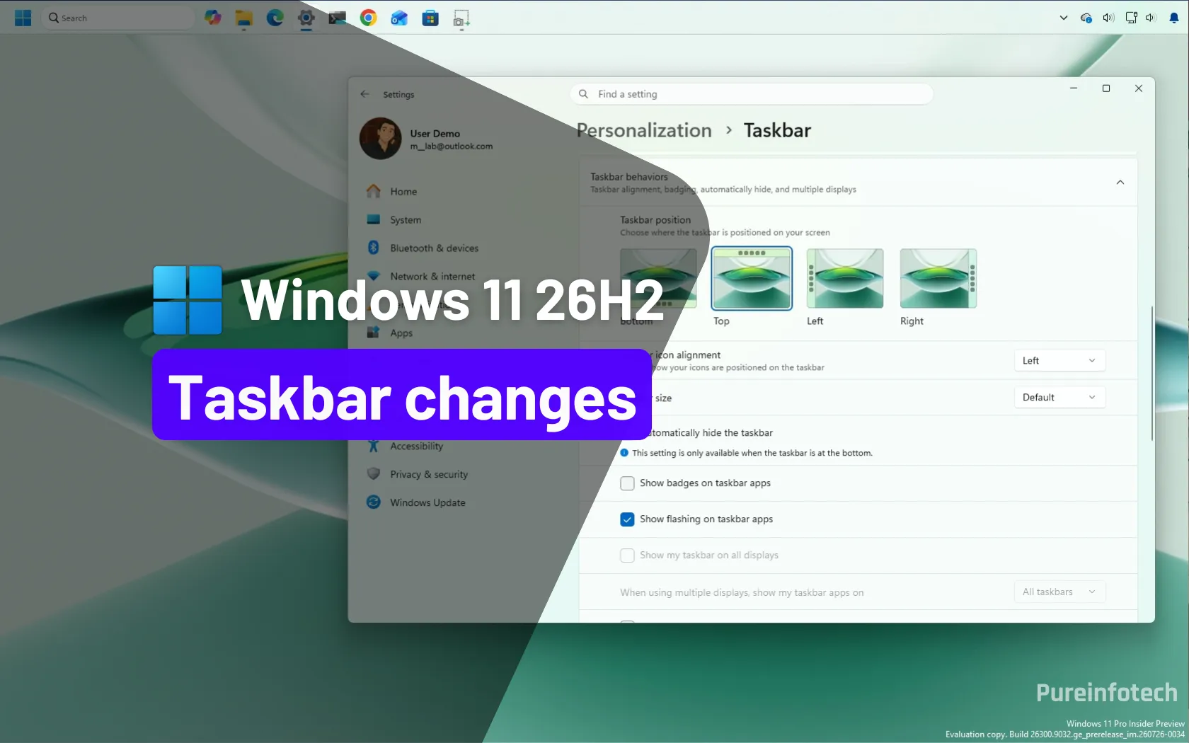 Taskbar changes coming to Windows 11 26H2 – position, sizing, and more ...