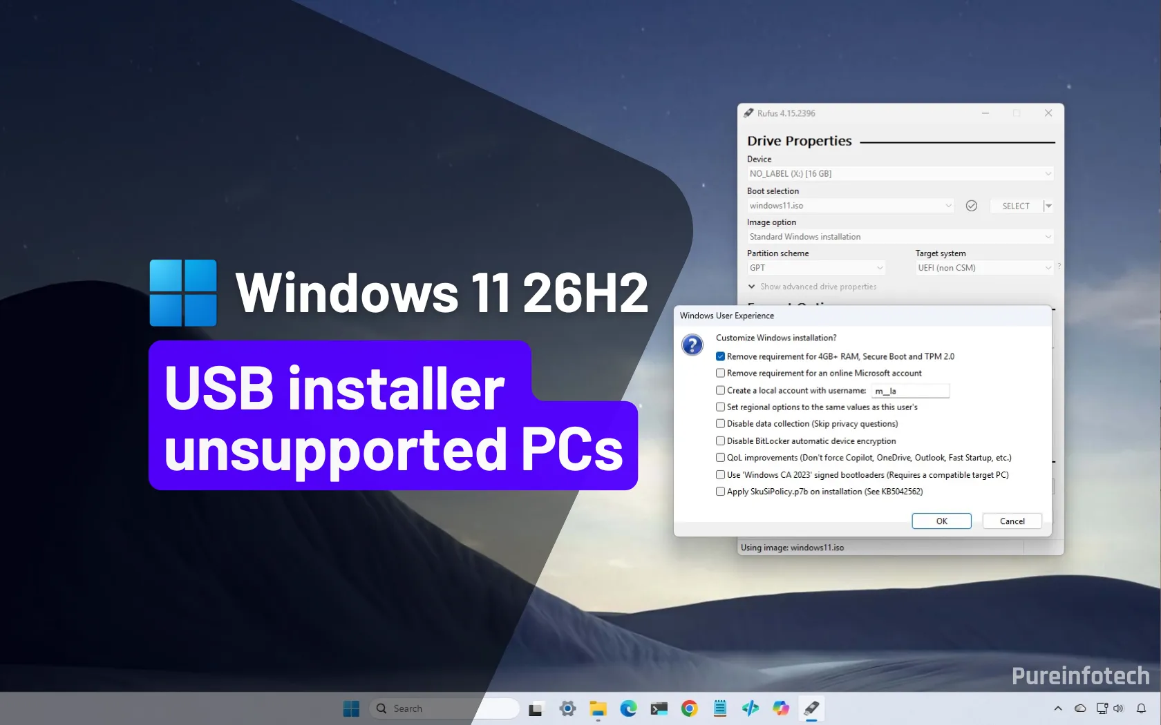 Create Windows 11 26H2 USB for unsupported PCs using Rufus and Ventoy ...